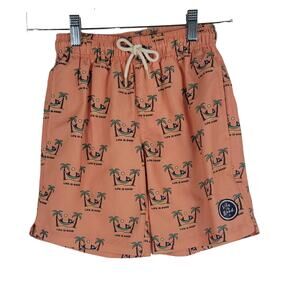 Life is Good Beachy Palm Tree Orange Boys Summer Beachy Swim Trunks 6
